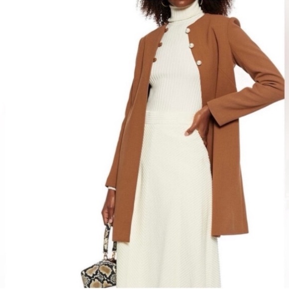 Lela rose faux pearl embellished wool blend crepe coat size 6 - Picture 1 of 5